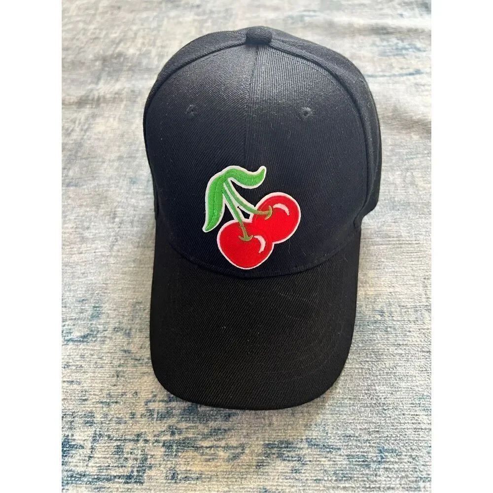 Black Red Green Cherry Baseball Hat One Size